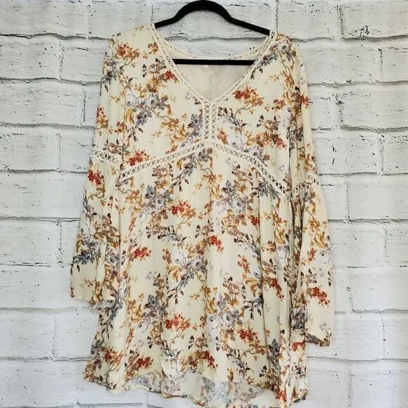 WAYF pembrook baby doll boho swing dress floral size large - Picture 2 of 7